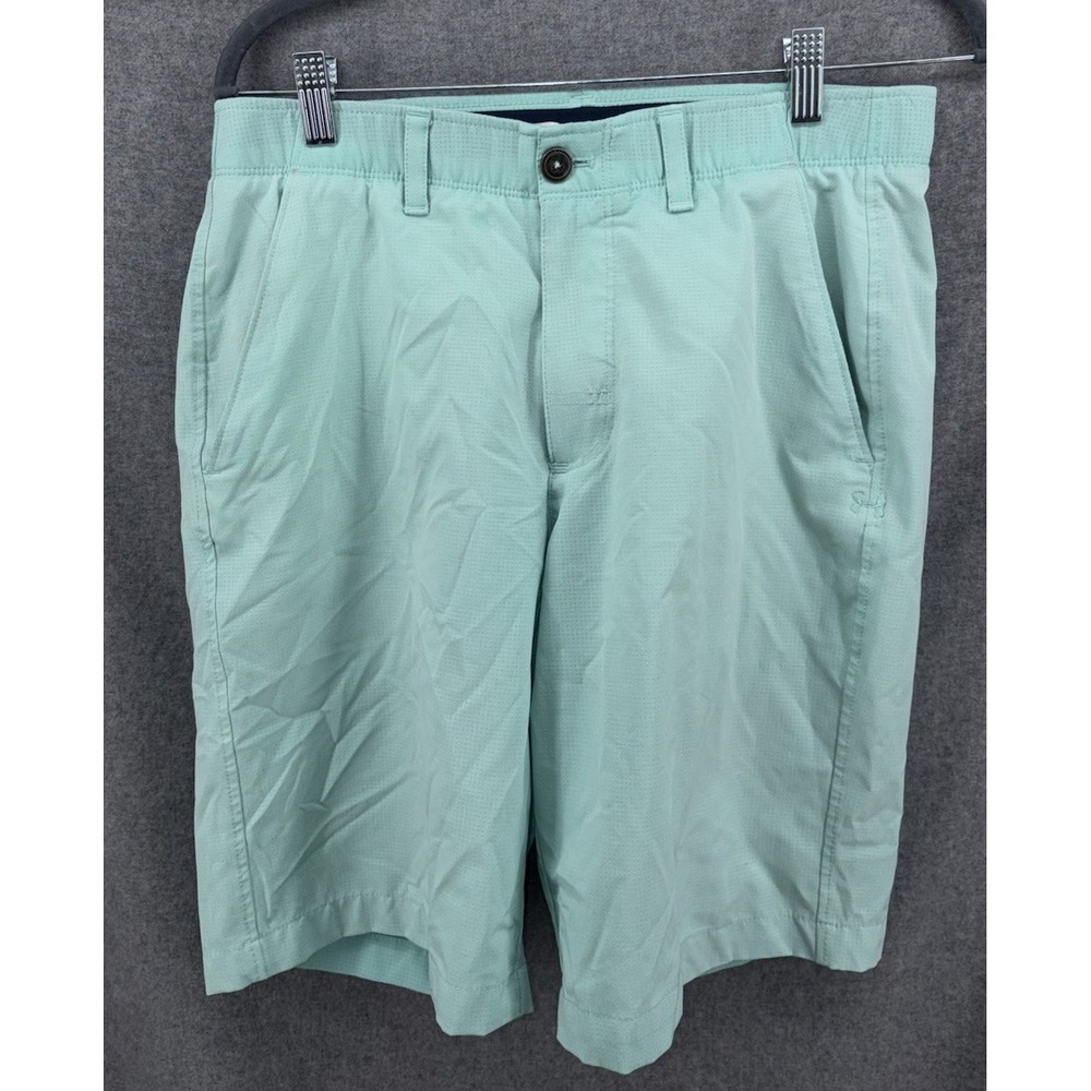 Under Armour Golf Shorts Mens 32 Stretch WaistBand Teal Loose Fit Heatgear 10"